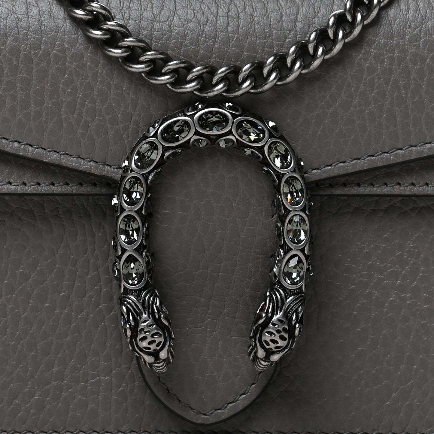 Dollar Calfskin Crystal Super Mini Dionysus Shoulder Bag Dusty Grey Black Diamond