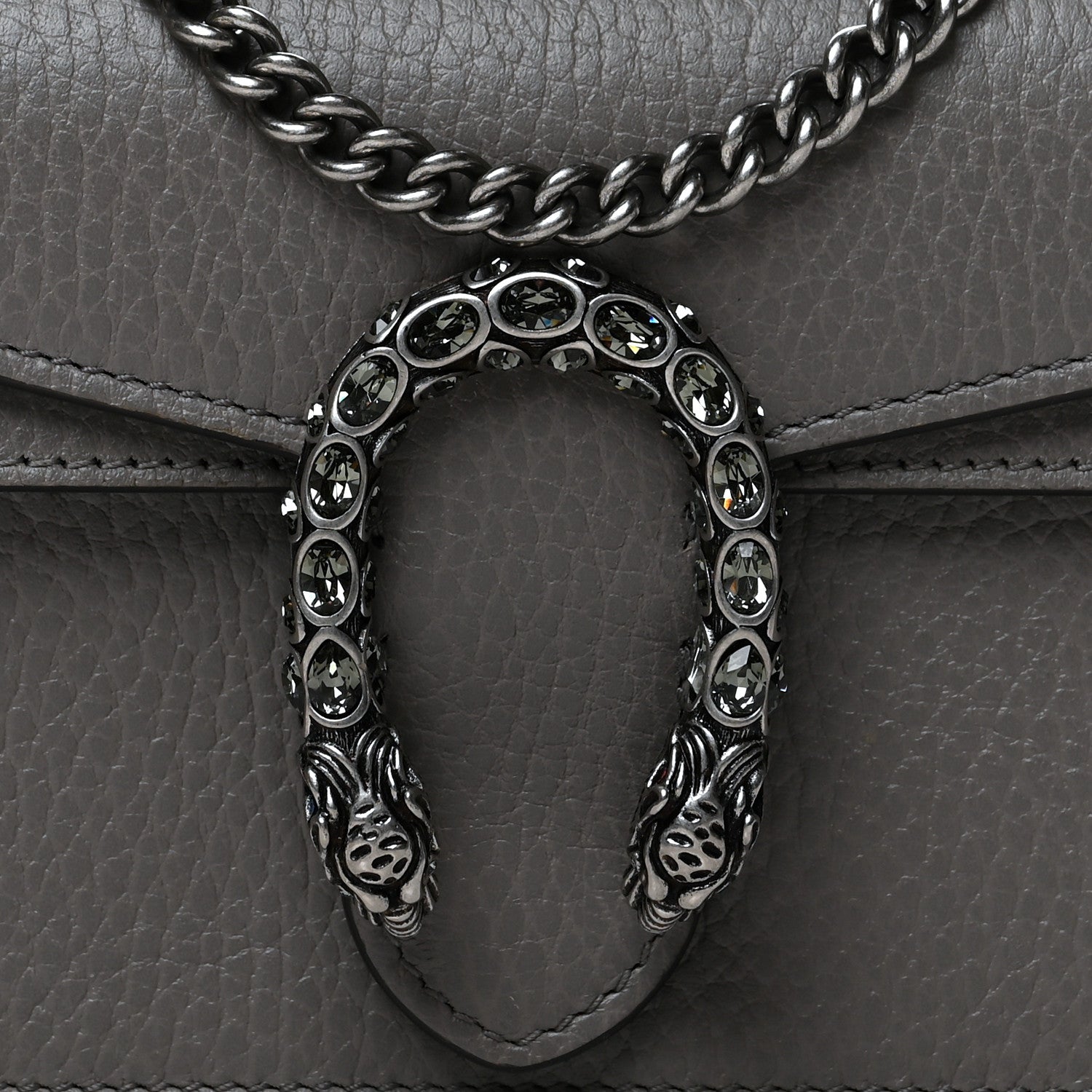 Gucci Dollar Calfskin Crystal Super Mini Dionysus Shoulder Bag Dusty Grey Black Diamond 7 of 9