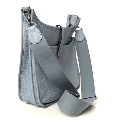 Hermes Taurillon Clemence Evelyne III PM Bleu Lin 3 of 13