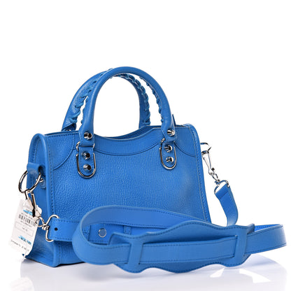 Balenciaga Chevre Silver Metallic Edge Hardware Mini City Bleu Ceylon 3 of 10