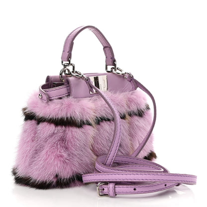Fendi Mink Fur Shiny Nappa Chess Print Micro Peekaboo Iconic Satchel Lavanda Multicolor 2 of 9