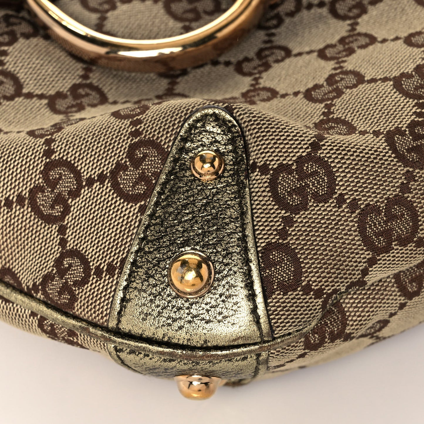Metallic Monogram Horsebit Chain Hobo Gold