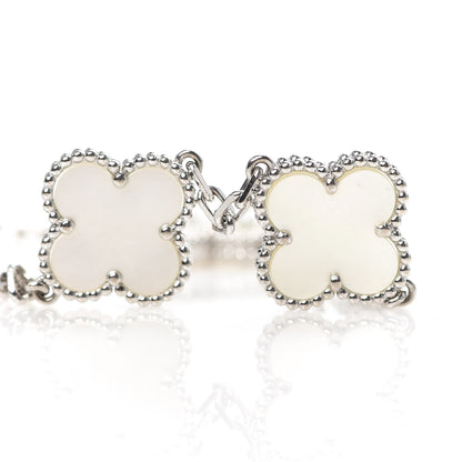 Van Cleef & Arpels 18K White Gold Mother of Pearl 5 Motifs Vintage Alhambra Bracelet 9 of 10