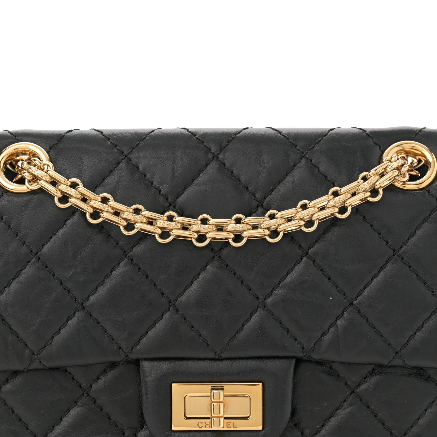 Aged Calfskin Quilted 2.55 Reissue Mini Flap Black