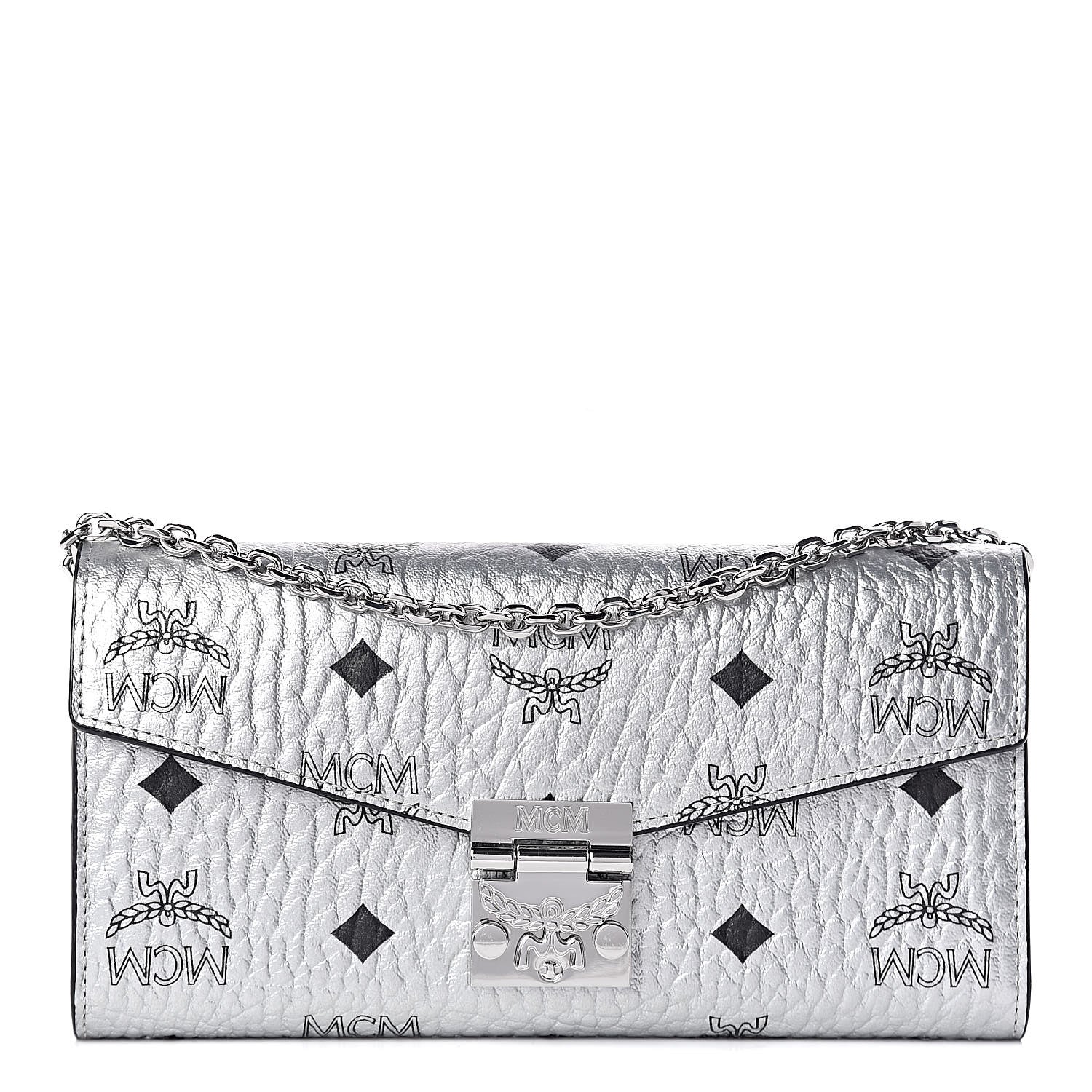 MCM Metallic Visetos Patricia Wallet On Chain Silver 1 of 9