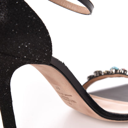 Valentino Garavani Beaded Jewel Embellished Ankle Strap Sandals 37 Black 15 of 21
