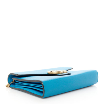 Gucci Calfskin GG Marmont Chain Wallet Blue 4 of 10