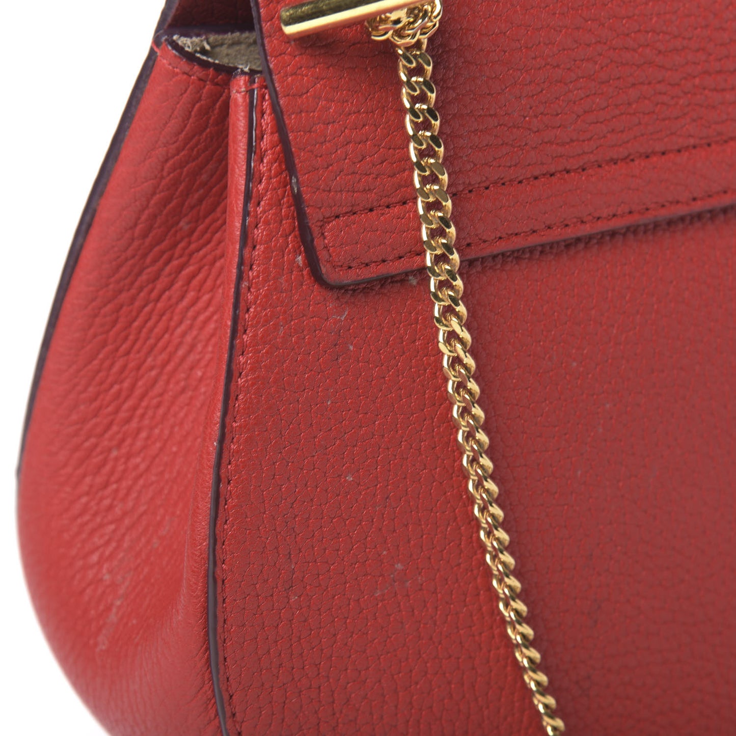 Grained Lambskin Drew Shoulder Bag Plaid Red