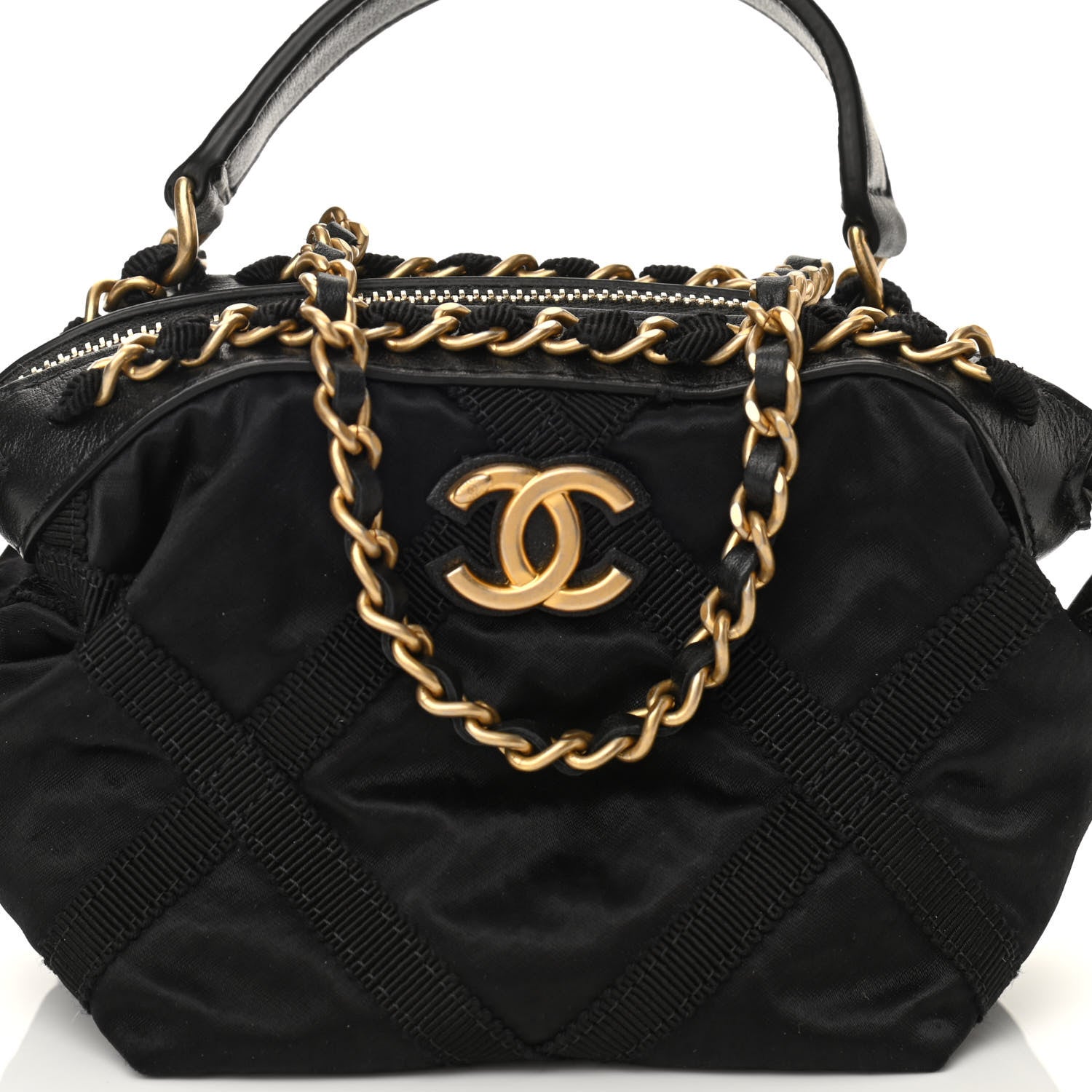 Chanel Nylon Grosgrain Quilted Lifestyle Clutch with Chain Black 8 of 11