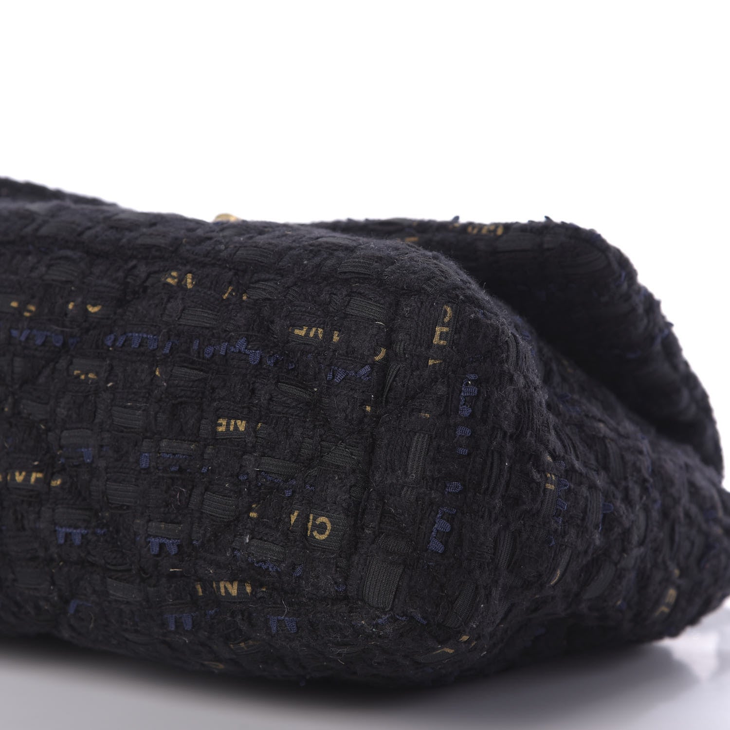 Chanel Tweed Quilted Large Chanel 19 Flap Black Navy Gold 7 of 9