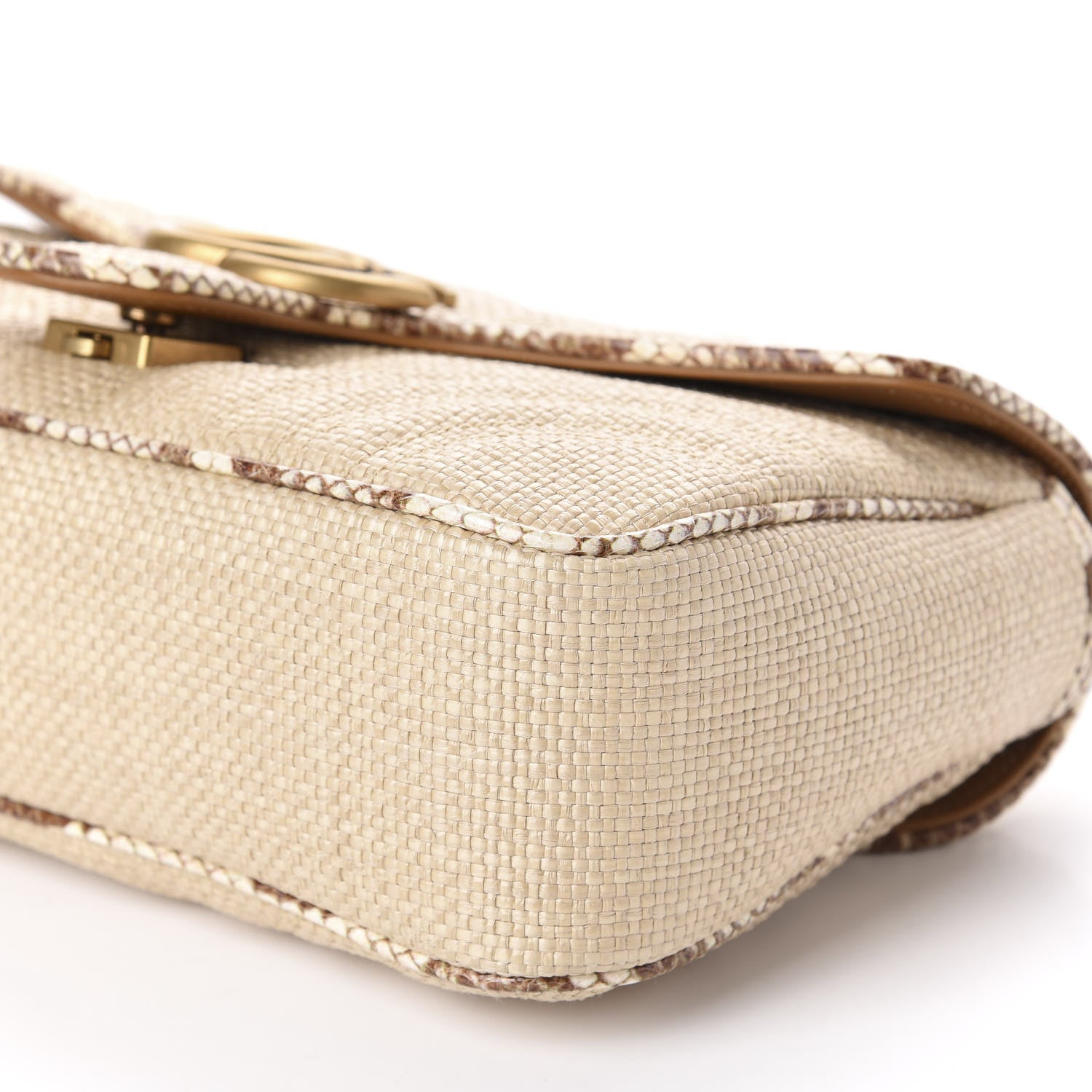 Gucci Raffia Elaphe Matelasse Small GG Marmont Shoulder Bag Natural Cream Brown 7 of 10
