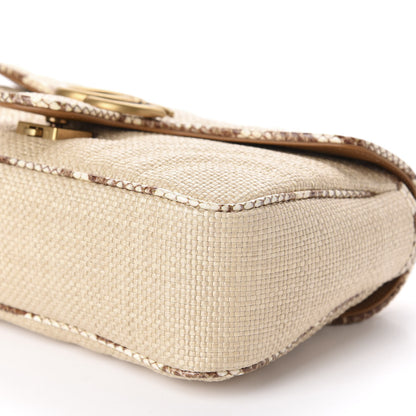 Gucci Raffia Elaphe Matelasse Small GG Marmont Shoulder Bag Natural Cream Brown 7 of 10
