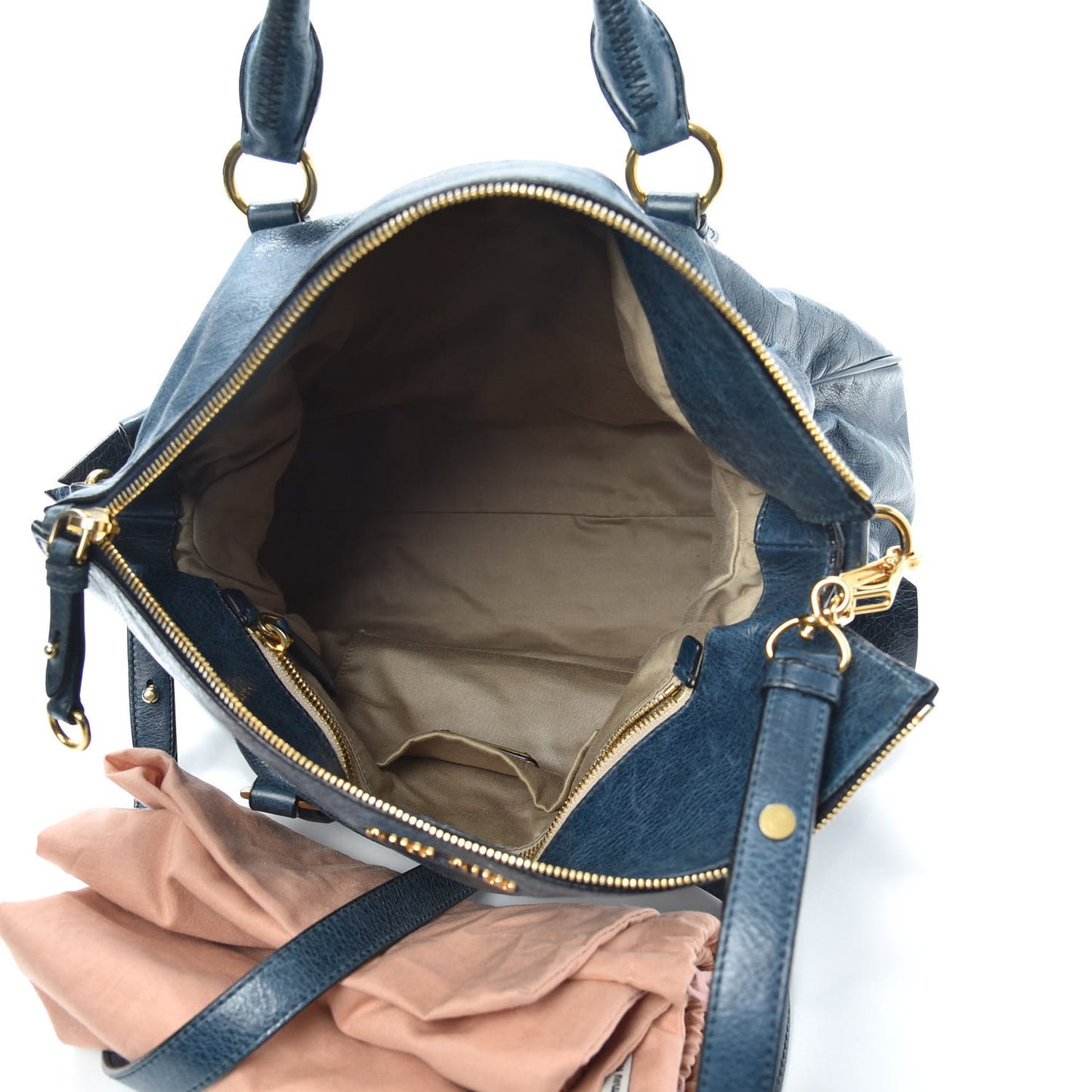 Vitello Lux Medium Bow Bag Bluette