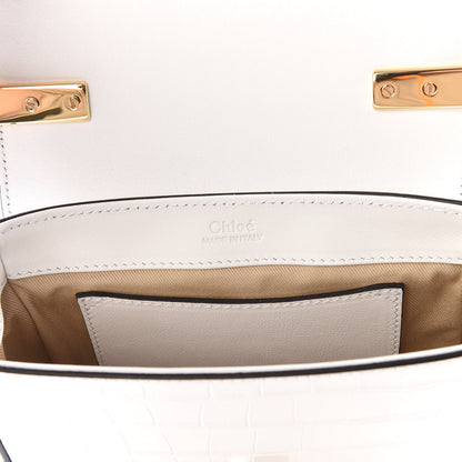 Chloe Calfskin Crocodile Embossed Mini C Double Carry Brilliant White 7 of 8