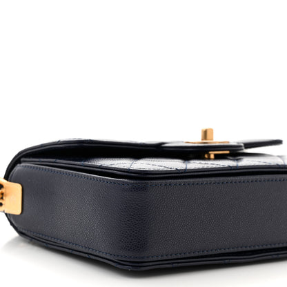 Chanel Shiny Caviar Quilted Mini Top Handle Flap Navy Blue 9 of 11