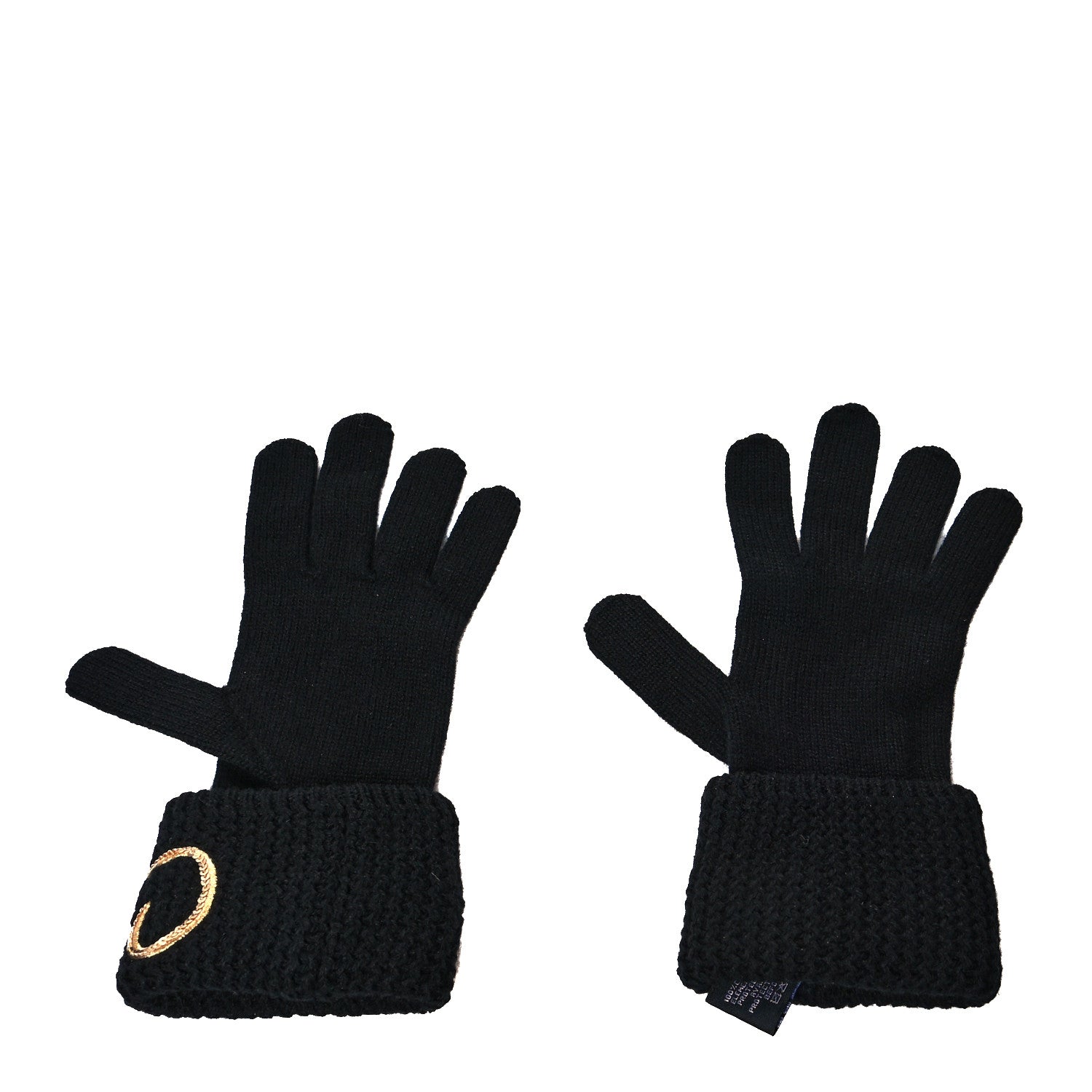 Chanel Cashmere Sequin Logo Gloves Black Gold 2 of 4