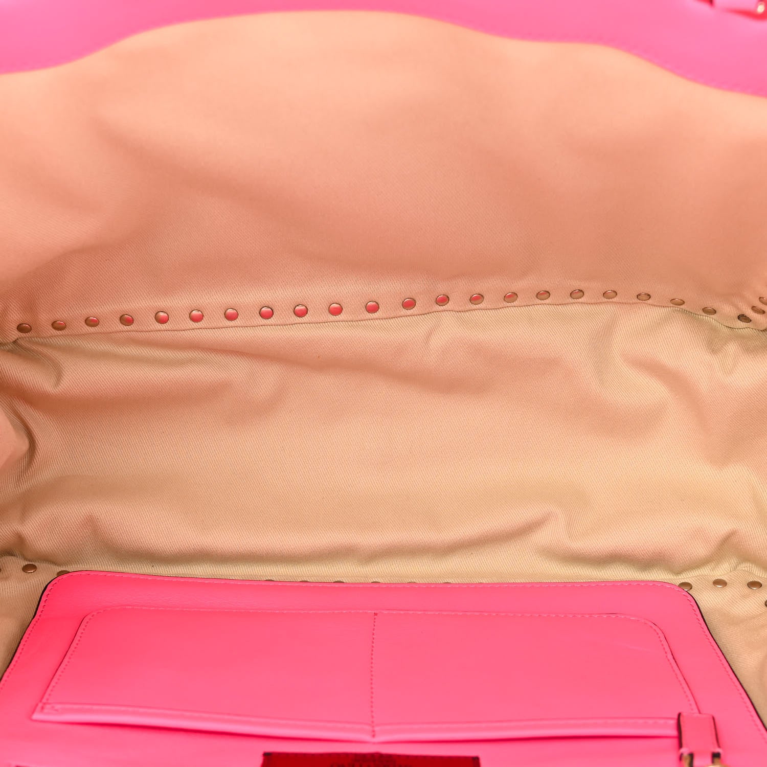 Valentino Garavani Vitello Medium Rockstud Tote Fuxia Fluo 5 of 9
