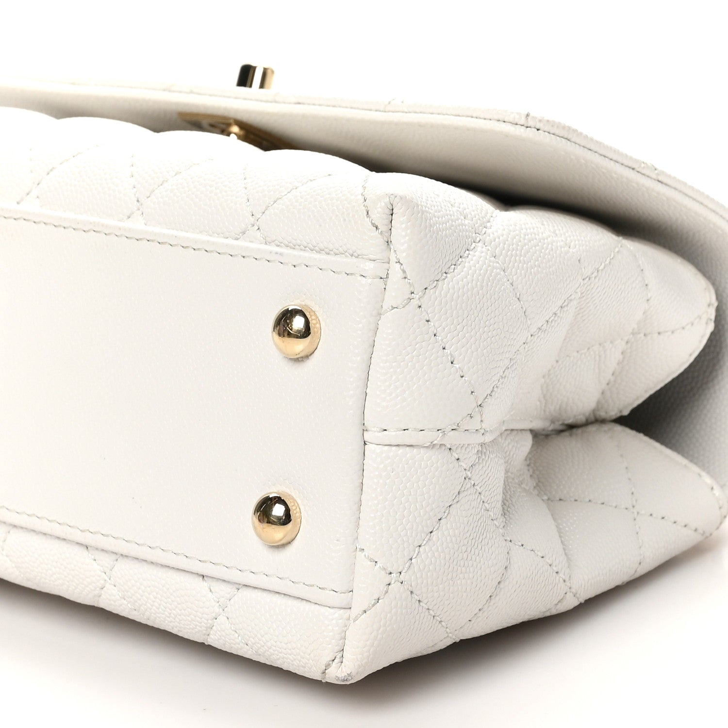 Chanel Caviar Quilted Mini Coco Handle Flap White 10 of 10