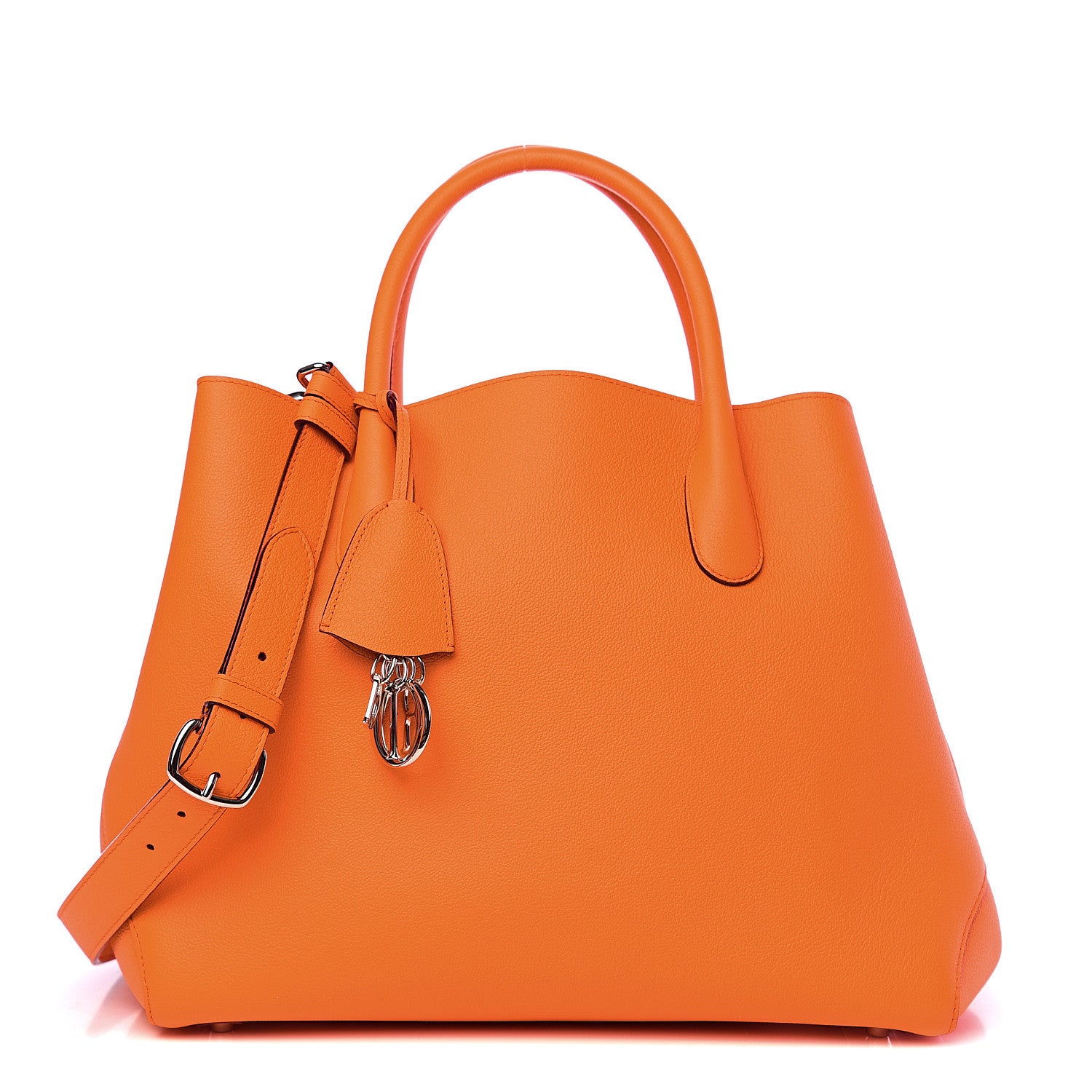 Christian Dior Supple Grained Calfskin Large Open Bar Tote Orange 1 of 8