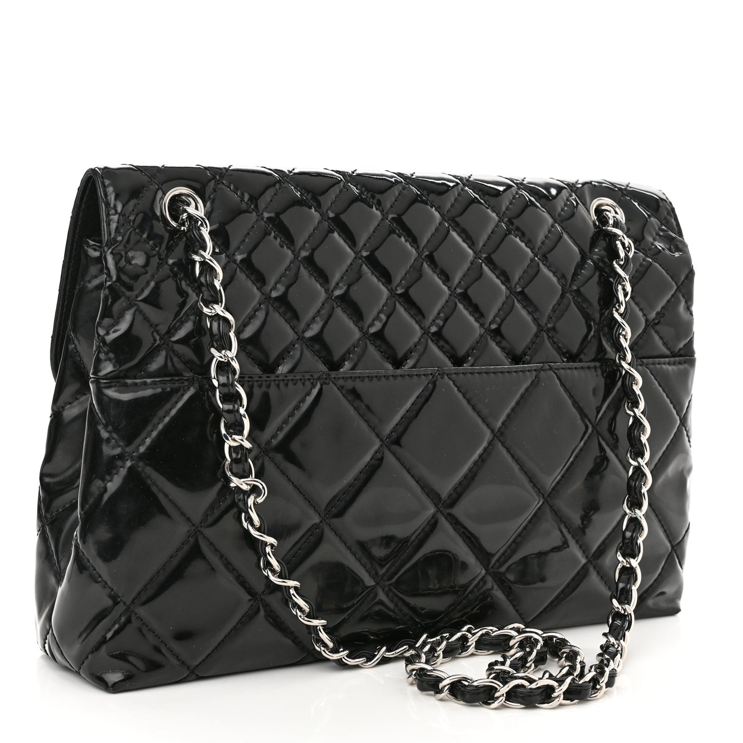 Vinyl Quilted In the Business Flap Bag Black