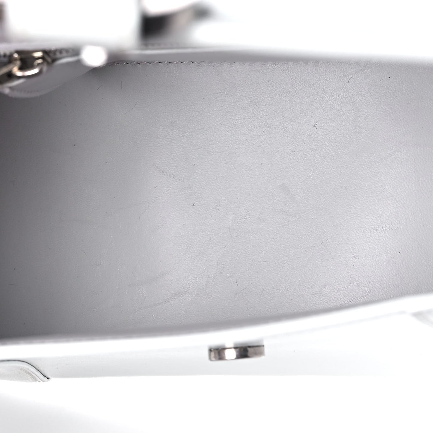 Shiny Box Calfskin Small Hourglass Top Handle Bag White