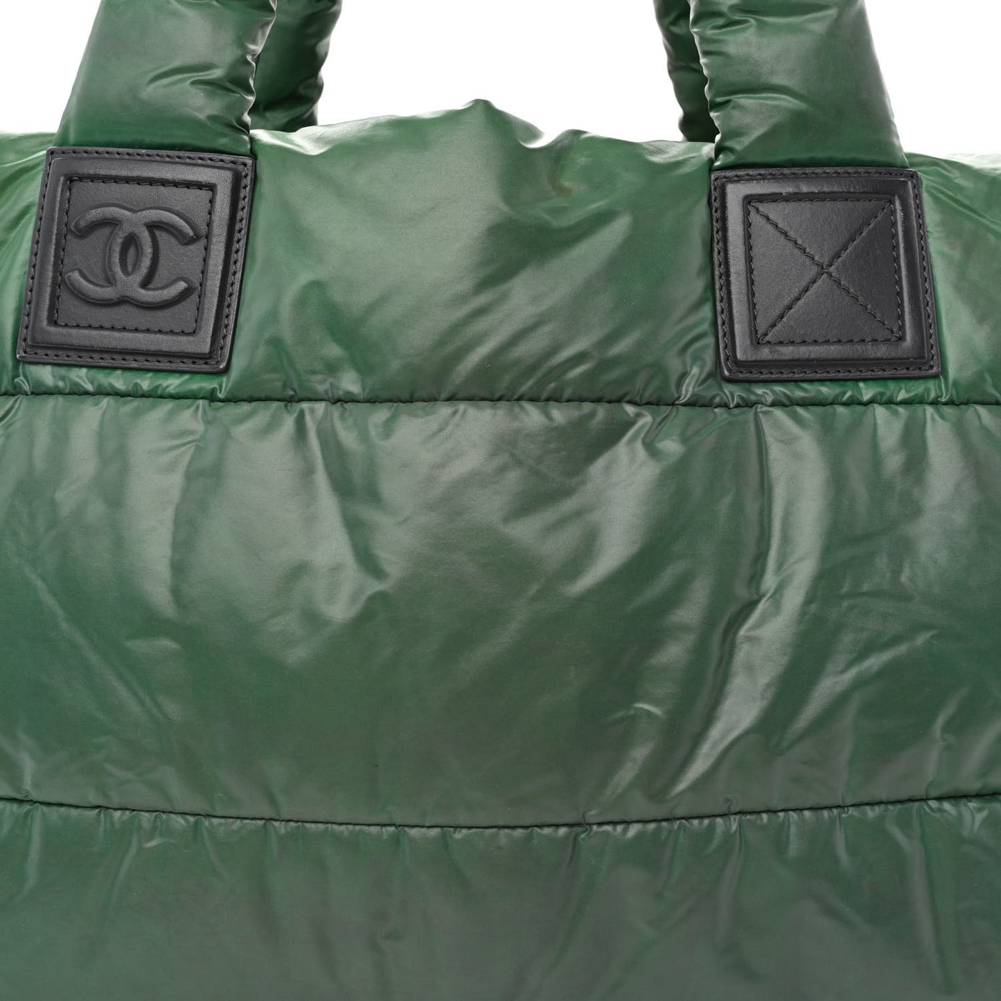 Nylon Quilted Medium Coco Cocoon Reversible Tote Green