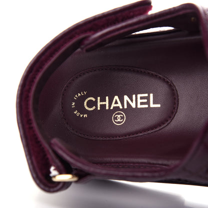 Chanel Grained Calfskin Velcro Dad Sandals 37 Maroon 8 of 11
