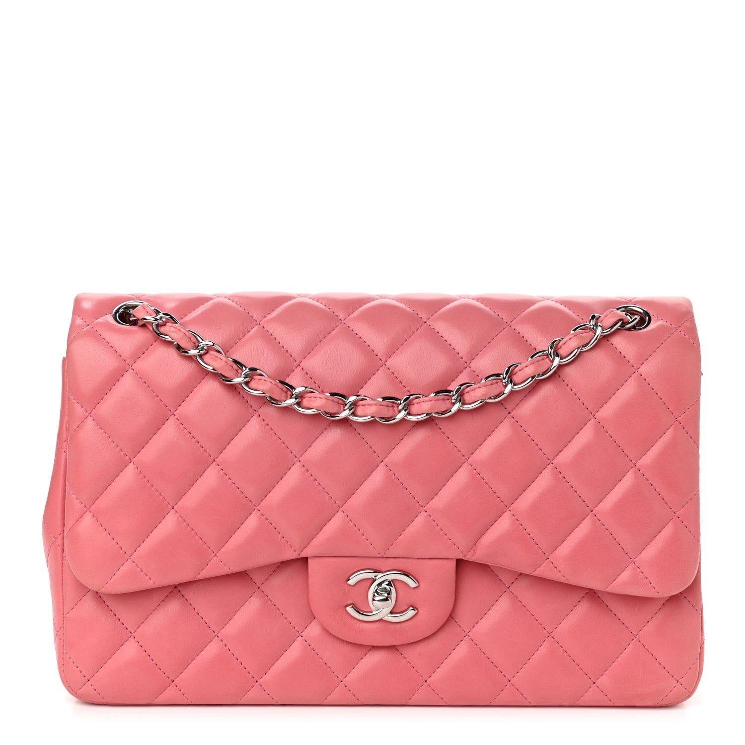 Chanel Lambskin Quilted Jumbo Double Flap Pink 1 of 15
