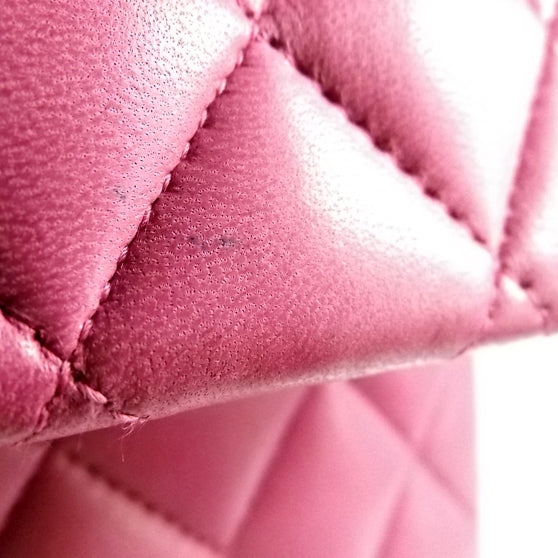 Lambskin Medium Double Flap Pink