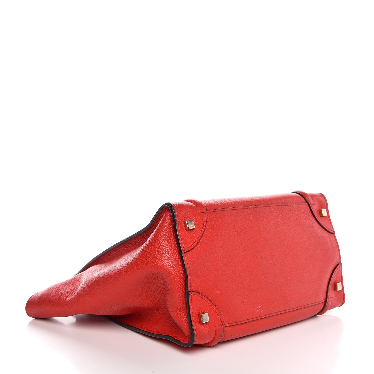 Celine Drummed Calfskin Mini Luggage Coquelicot 4 of 9