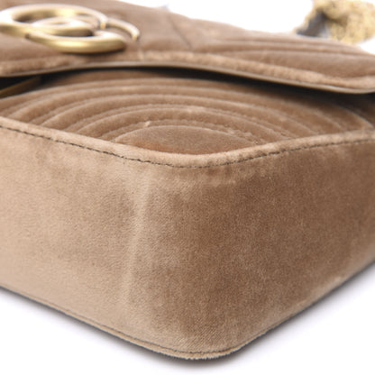Gucci Velvet Matelasse Small GG Marmont Shoulder Bag Taupe 8 of 10