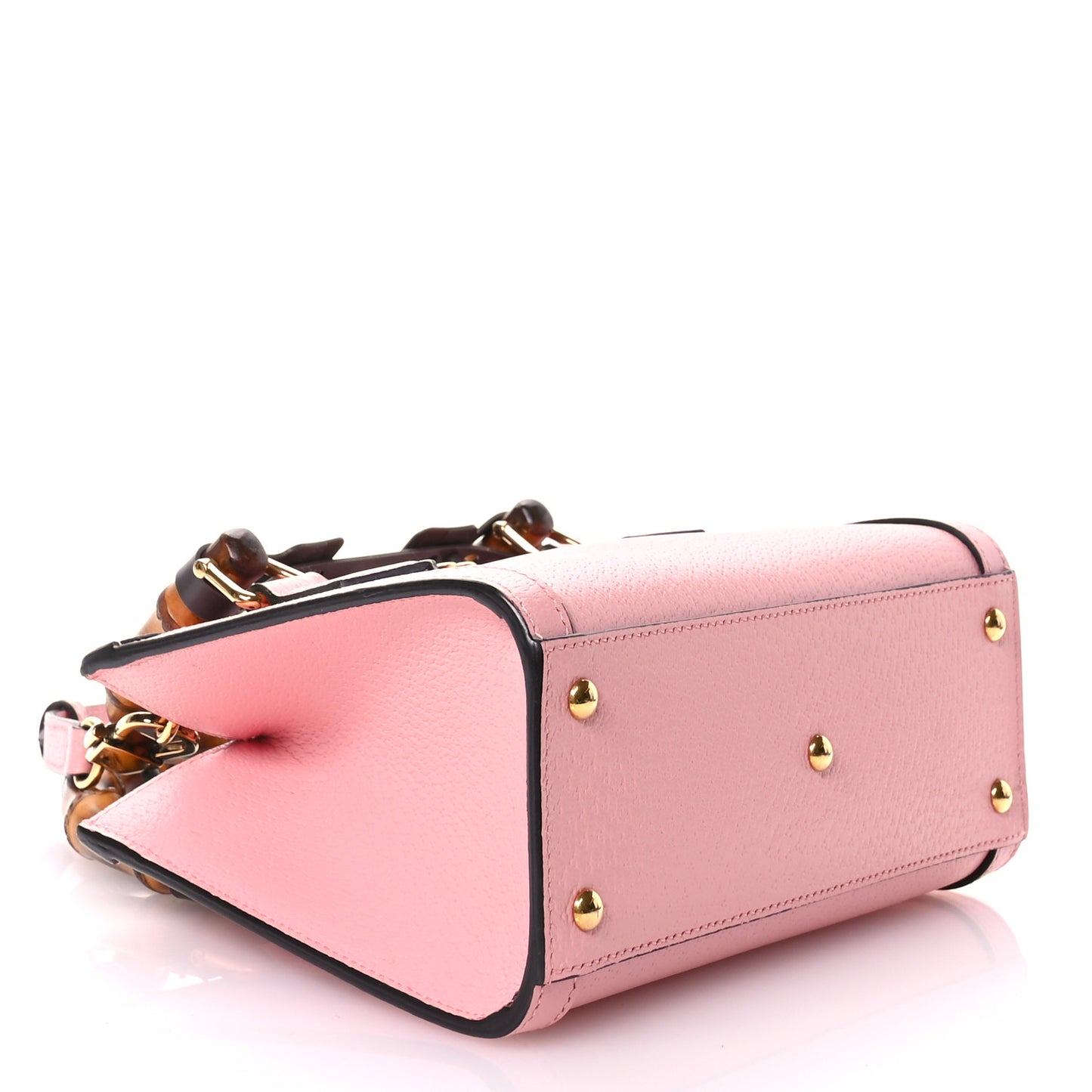 Textured Dollar Calfskin Web Mini Diana Tote Bag Wild Rose Black