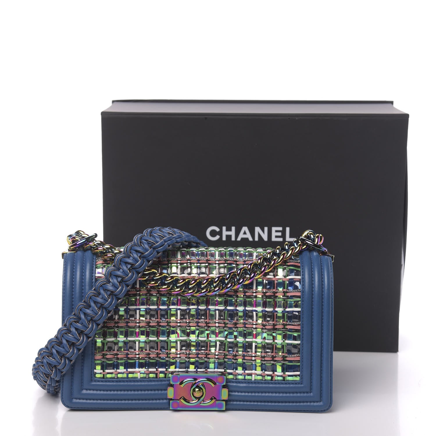 Chanel PVC Thread Woven Medium Boy Flap Dark Blue 11 of 11