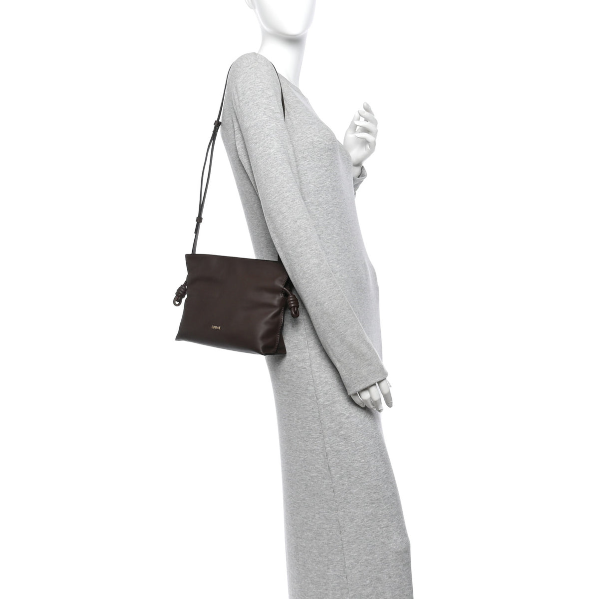 Calfskin Mini Flamenco Knot Clutch  Chocolate