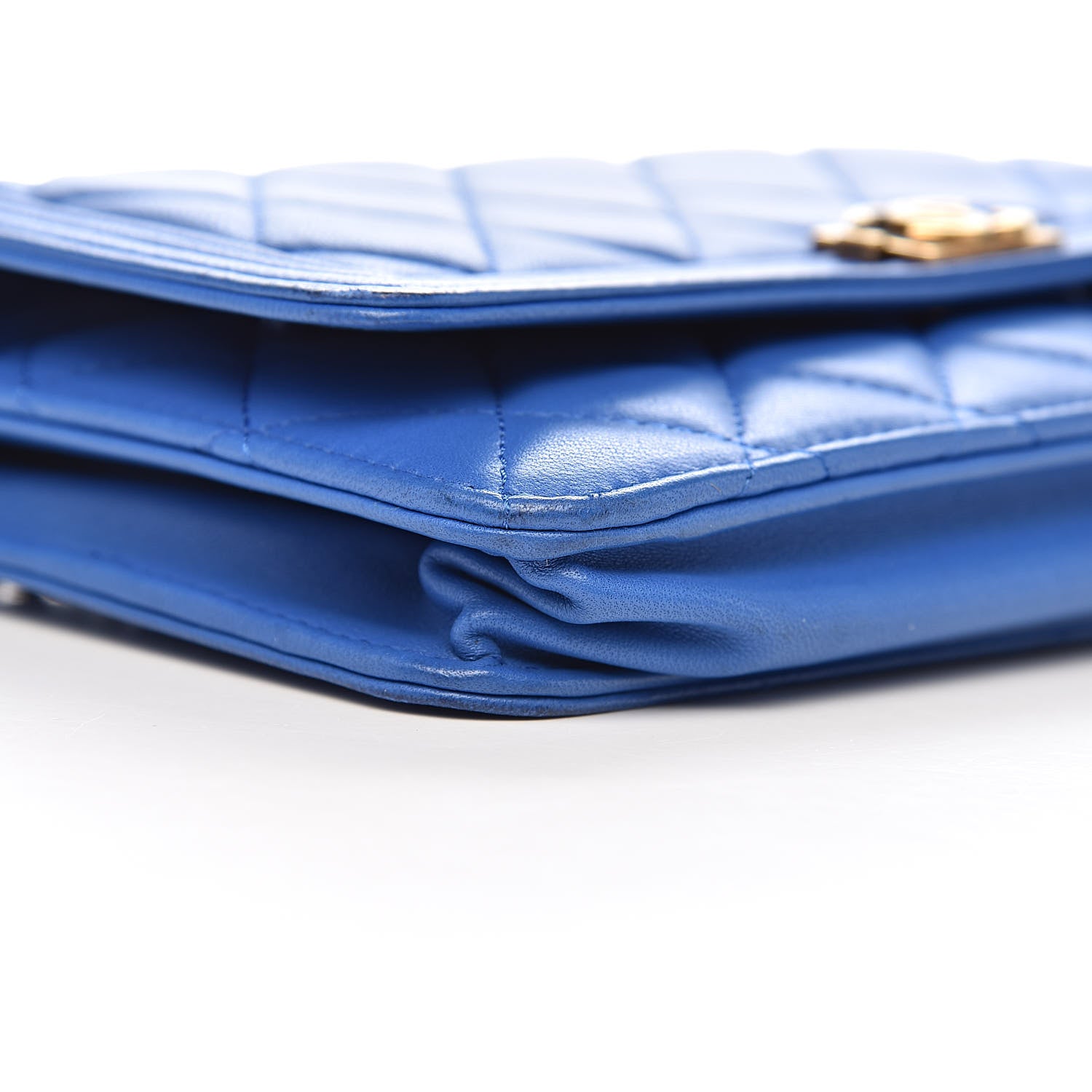 Chanel Lambskin Quilted Boy Wallet On Chain WOC Blue 9 of 14