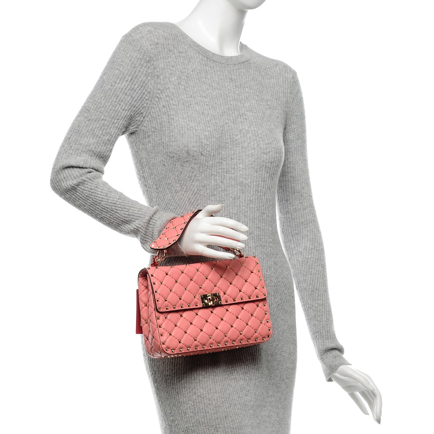 Nappa Medium Rockstud Spike Shoulder Bag Paradise Rose