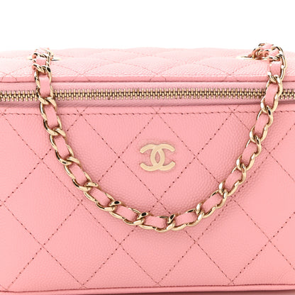 Chanel Caviar Quilted Small Vanity Case With Chain Pink 9 of 11
