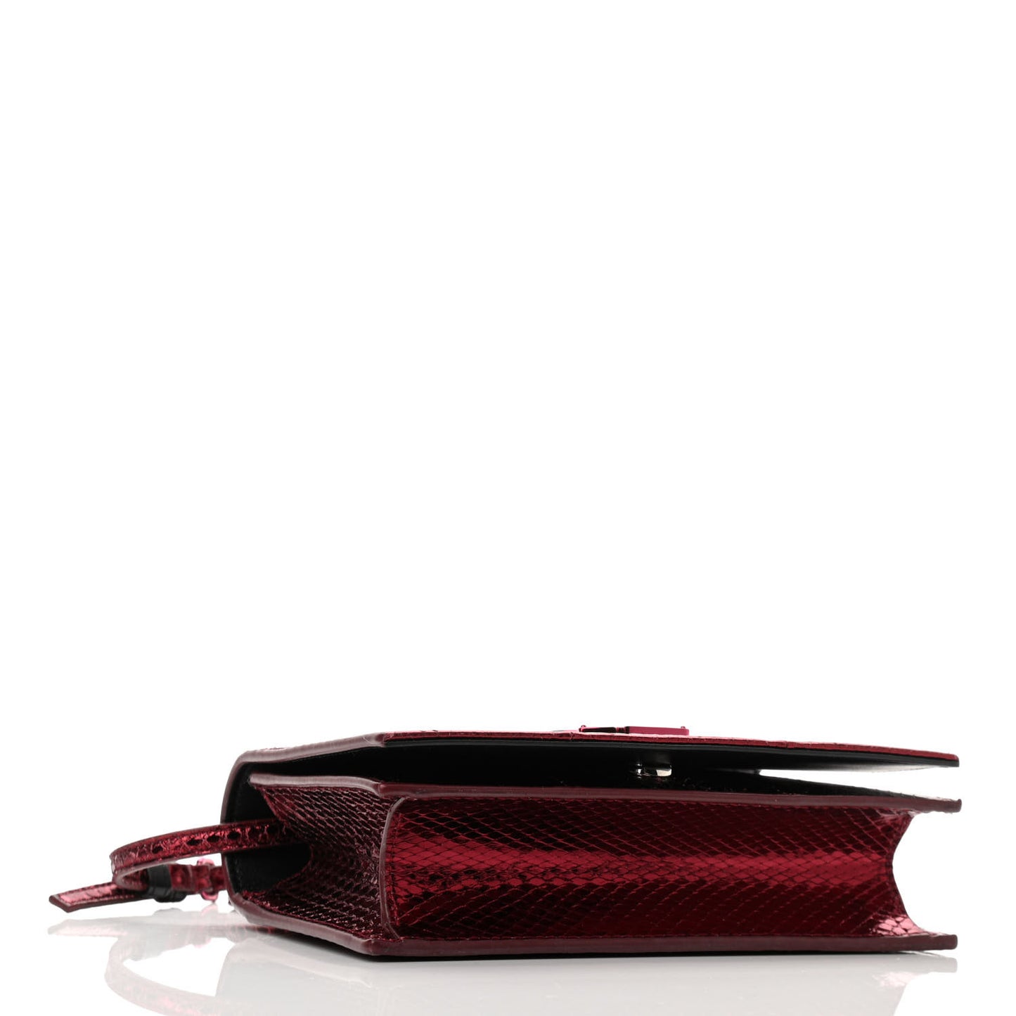 Metallic Ayers Monogram Toy Kate Strap Wallet Cherry