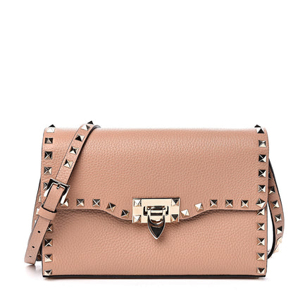 Valentino Garavani Pebbled Calfskin Medium Rockstud Flip Lock Crossbody Bag Skin Sorbet 1 of 9