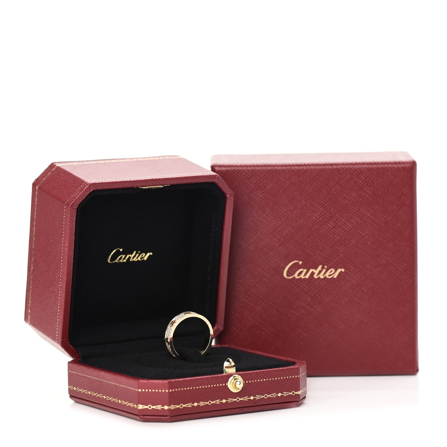 Cartier 18K Yellow Gold Diamond 4mm LOVE Wedding Paved Band Ring 52 6 5 of 5