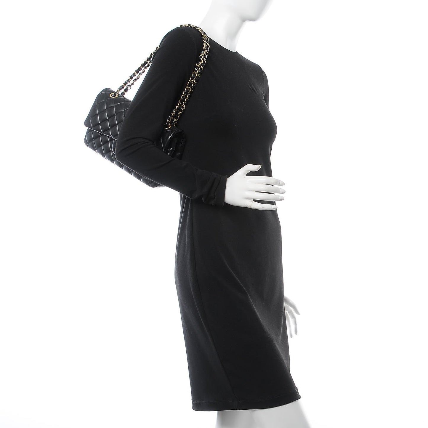 Lambskin Quilted Medium Double Flap Black