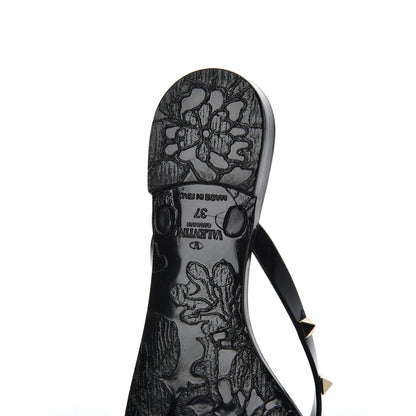 Valentino Garavani PVC Jelly Rockstud Bow Thong Sandals 37 Black 12 of 13