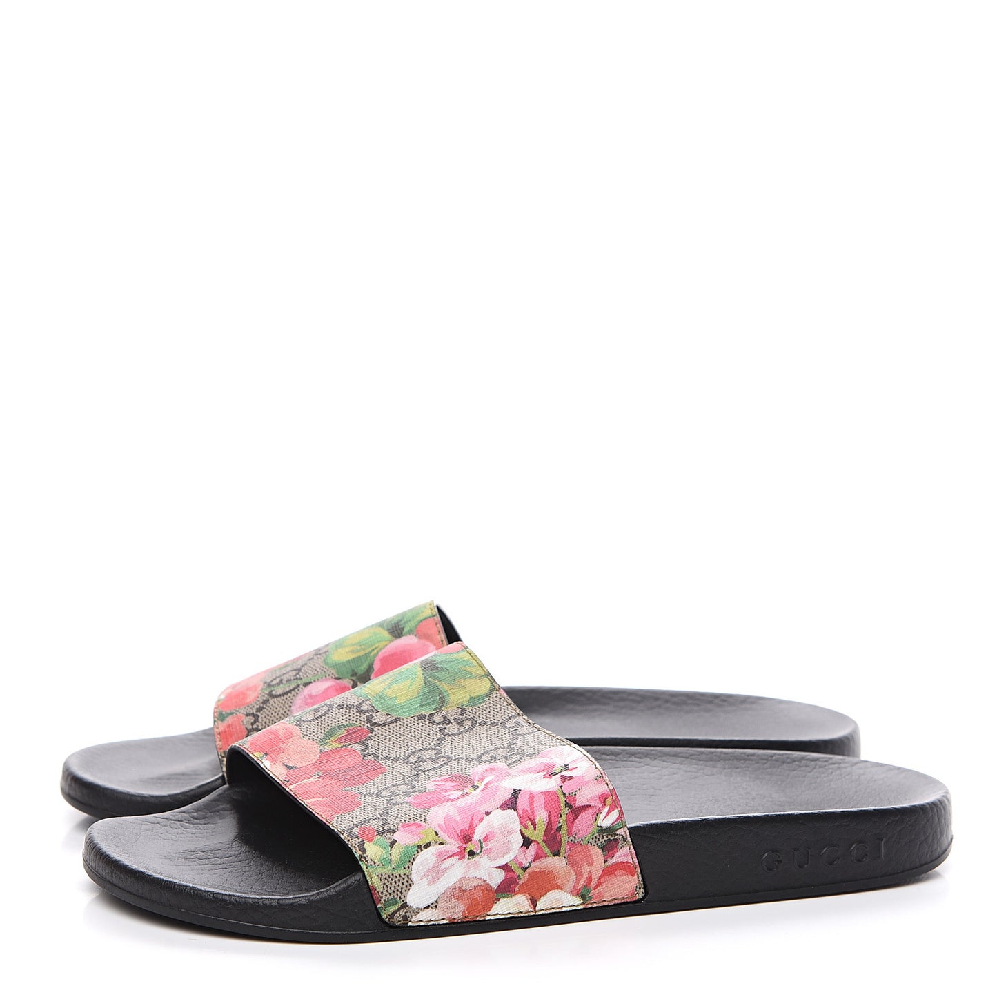 GG Supreme Monogram Blooms Slide Sandals 38 Beige Multicolor