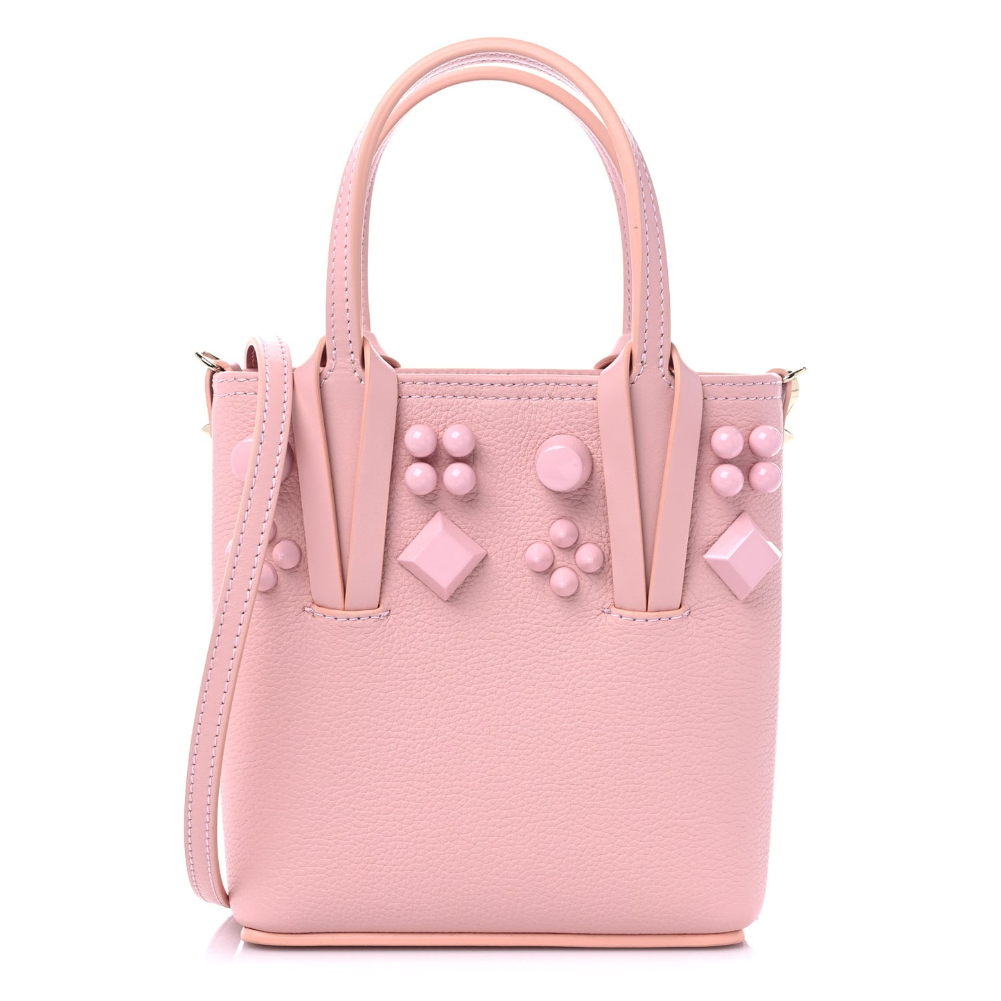 Calfskin Empire Spike Studded Mini North South Cabata Tote Rosy