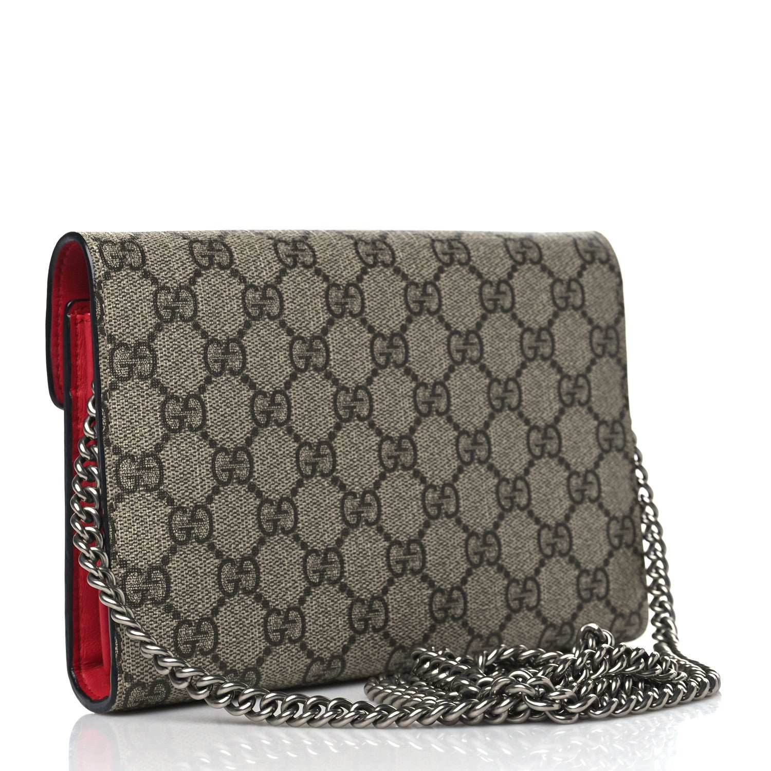 Gucci GG Supreme Monogram Mini Dionysus Chain Wallet Beige Vulcanic Red 3 of 9