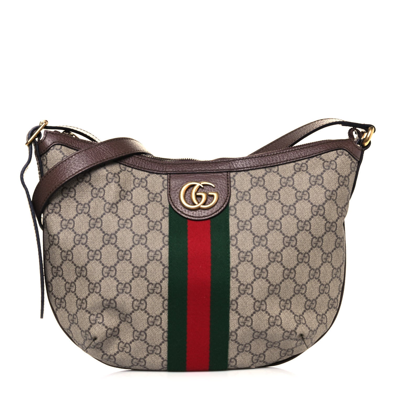 Gucci GG Supreme Monogram Web Small Ophidia Half Moon Hobo Brown 1 of 11