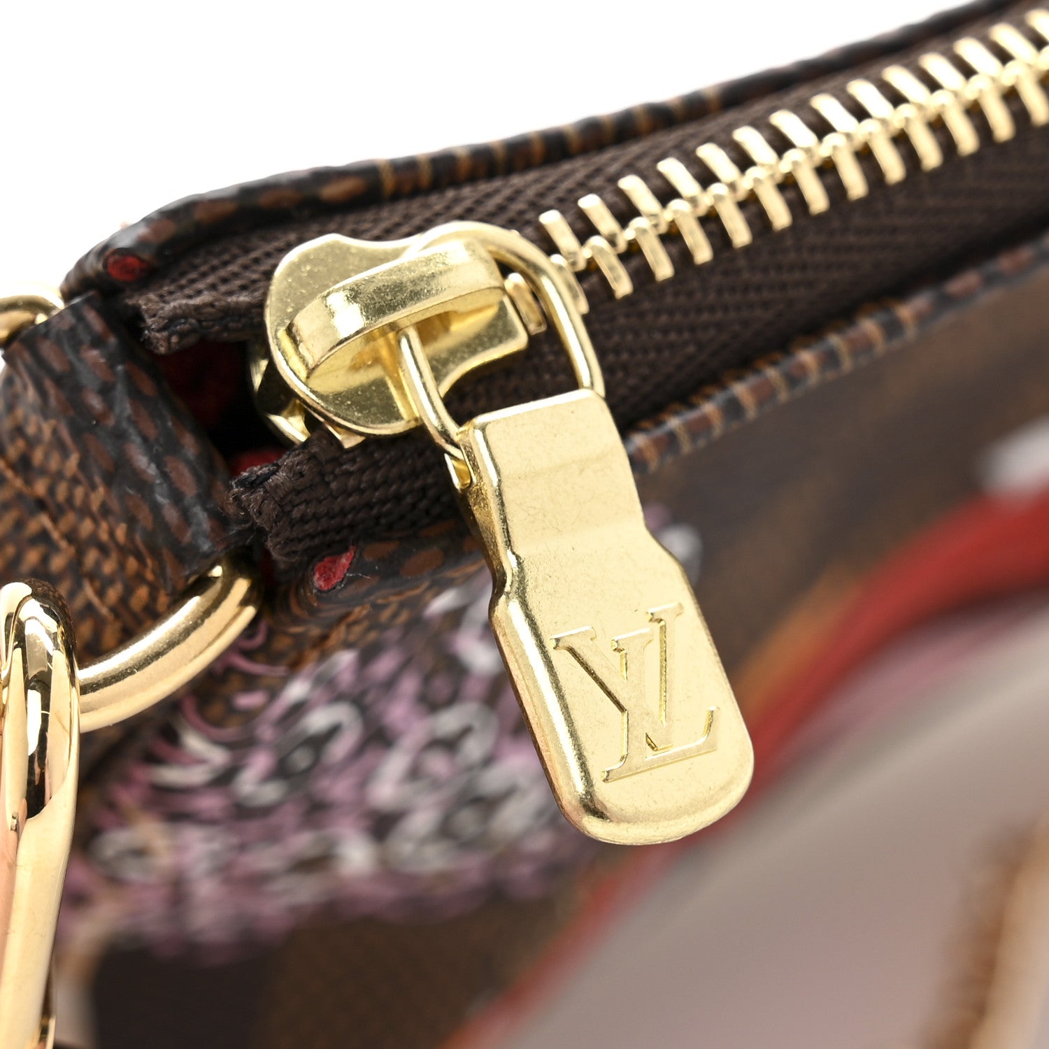 Louis Vuitton Damier Ebene 2019 Christmas Animation Mini Pochette Accessories Red 8 of 9