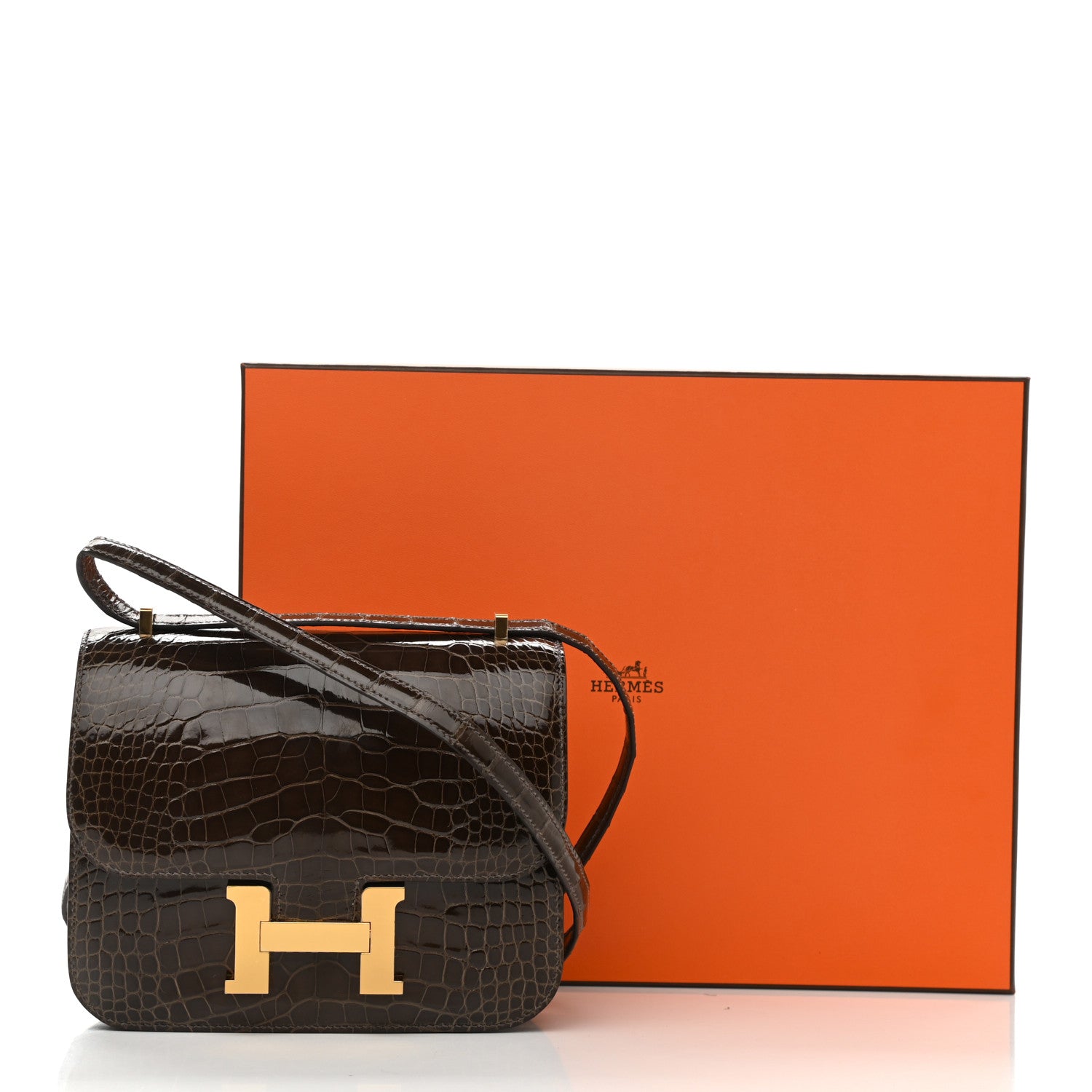 Hermes Shiny Alligator Constance 18 Gris Elephant 11 of 11