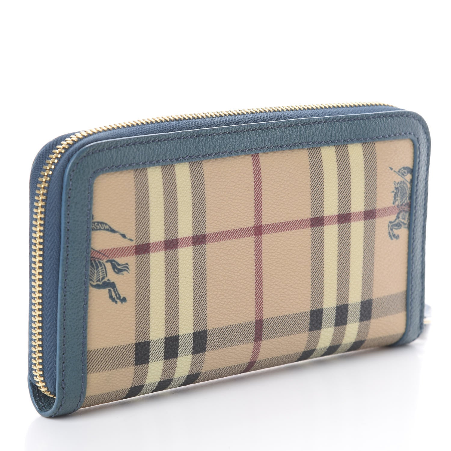 Burberry Haymarket Check Large Ziggy Zip Around Wallet Blue 2 of 5