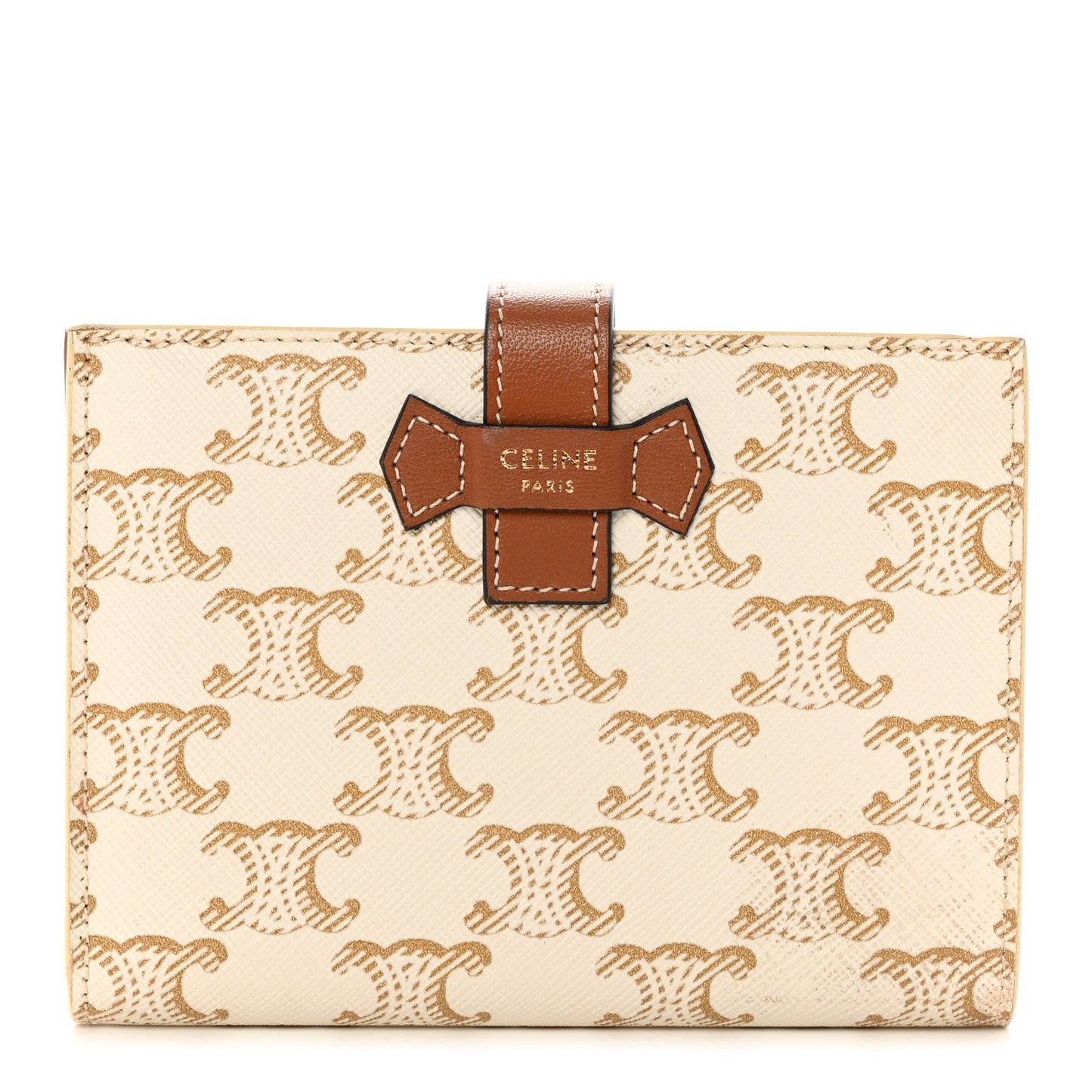 Canvas Triomphe Medium Strap Wallet White